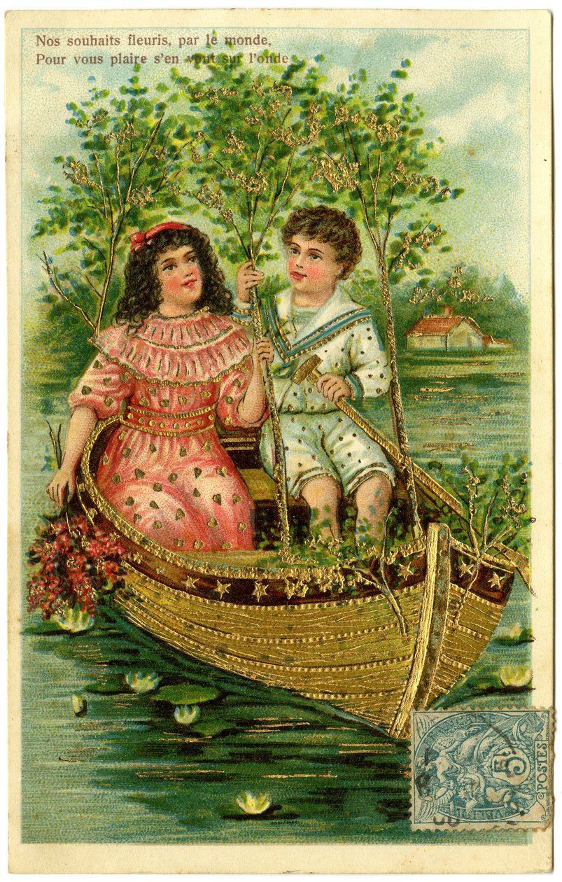 Postcard, os nossos desejos florescem pelo mundo, para agradar-lhe ir na onda de French School