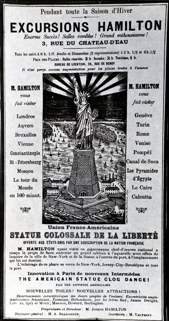 Publicidade em Cartazes Excursões Hamilton, c.1890 de French School