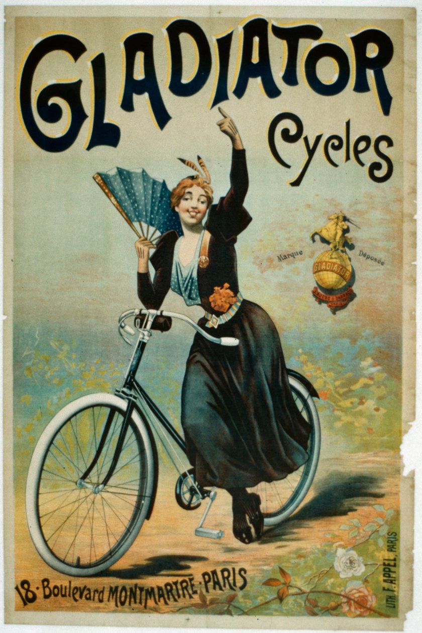 Cartaz publicitário Gladiador Ciclos, Boulevard Montmartre, Paris de French School
