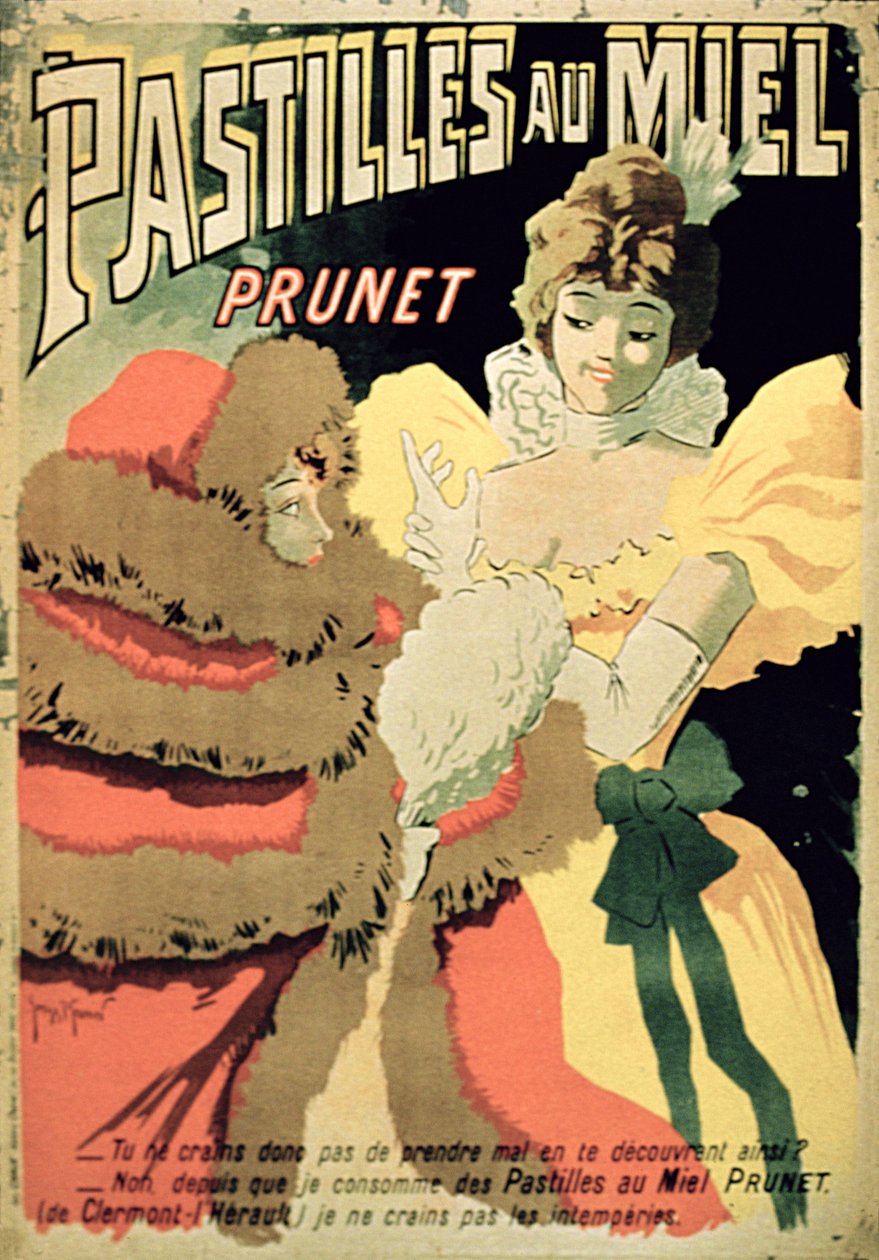 Cartaz publicitário Honey Pastilles por Prunet, Paris de French School