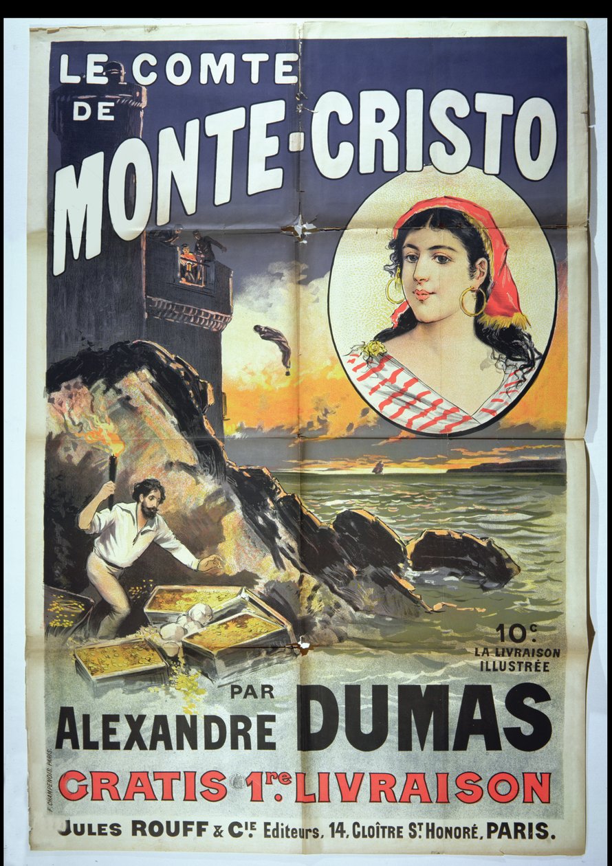 Poster publicidade O Conde de Monte Cristo por Alexandre Dumas Pere (1802-70) de French School