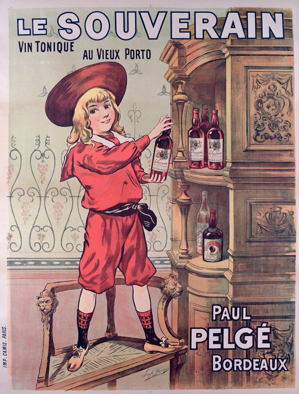 Cartaz publicitário Le Souverain, vinho tónico francês feito por Paul Pelge de French School
