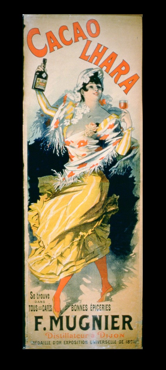 Poster advertising Lhara Creme de Cacao, Digon  de French School