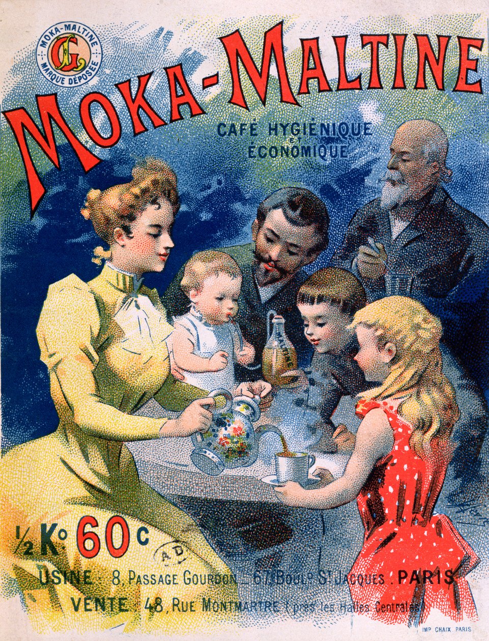 Poster publicidade Moka-Maltine café, c.1900 de French School