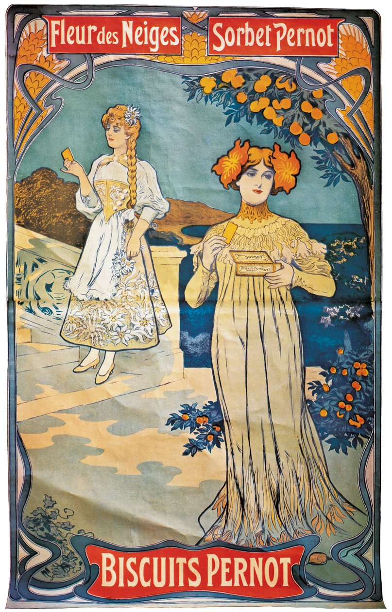 Cartaz publicitário Pernod biscoitos, 1897 de French School
