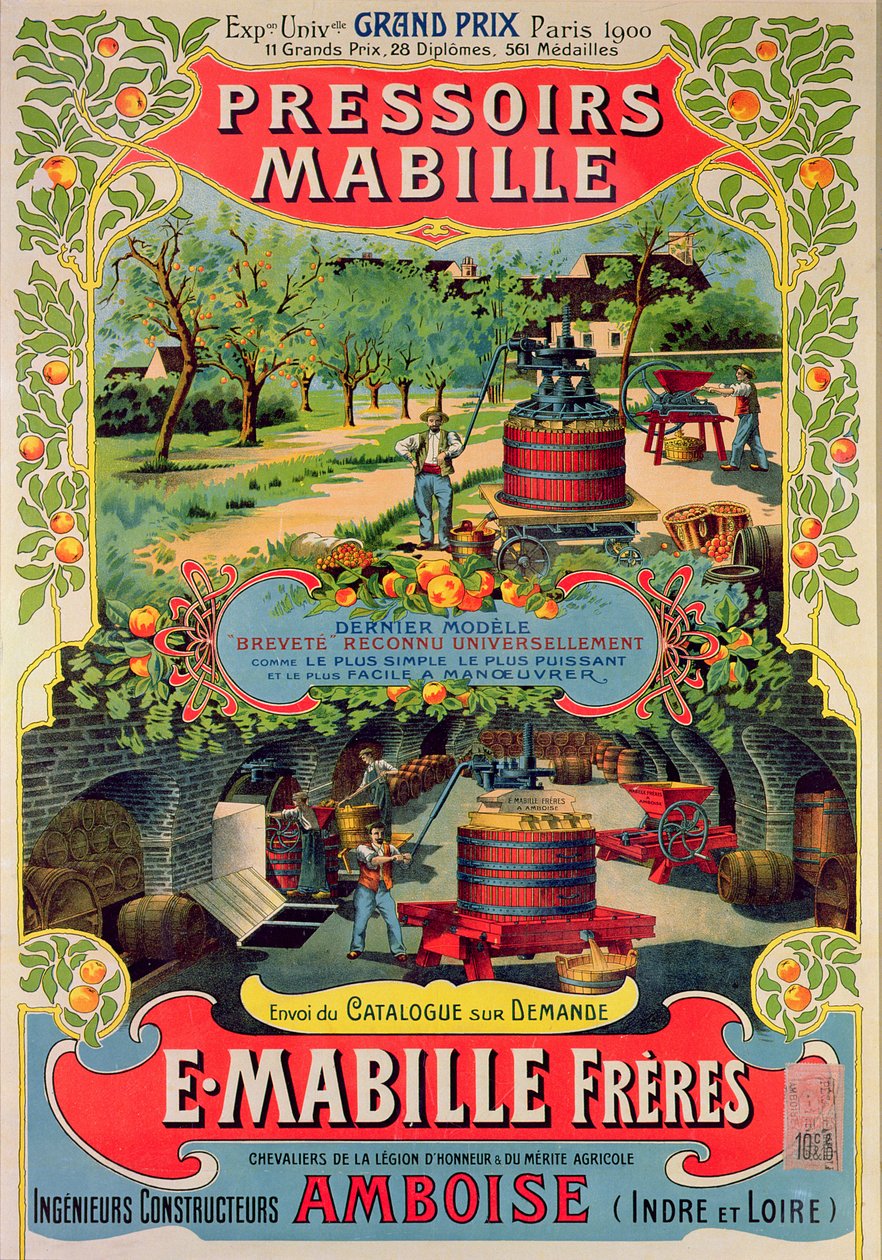 Cartazes publicitários Prensas Mabille, na Exposição Universelle, Paris, 1900 de French School