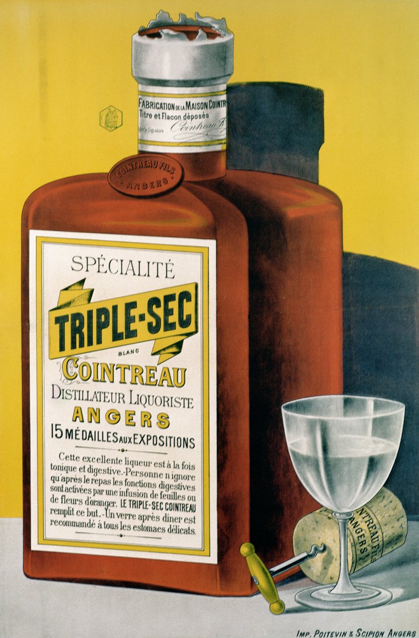 Propaganda de cartaz Triple Sec Cointreau feita em Angers de French School