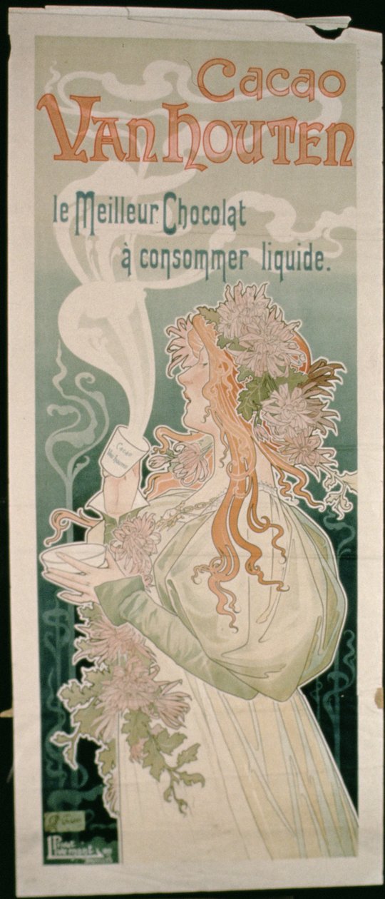 Cartaz publicitário "Vanhouten Cacao" (litografia a cores) de French School