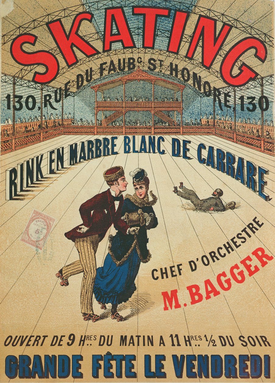 Cartaz publicitário de um ringue de patinagem em Paris de French School