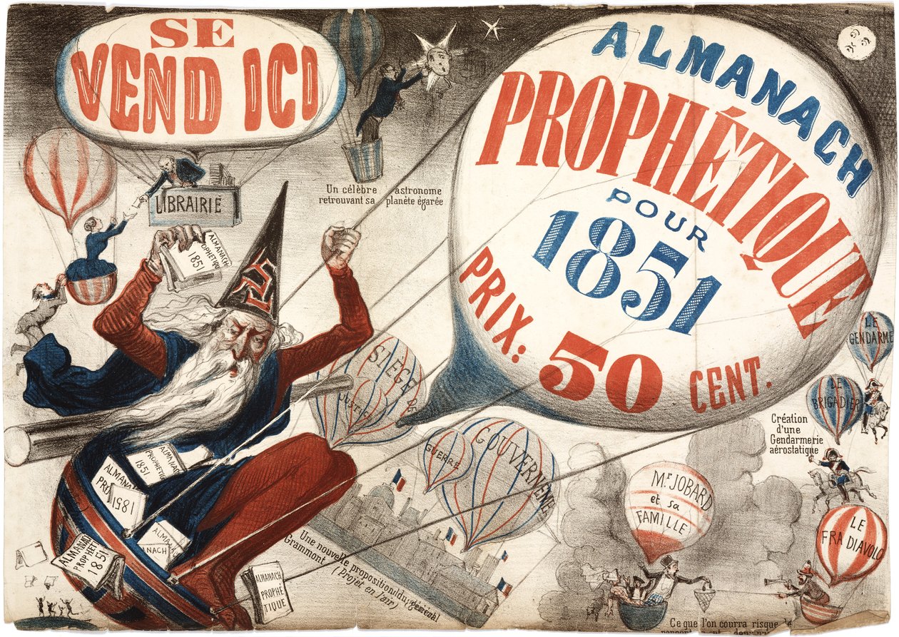 Cartaz publicitário Almanach Prophetique, 1851 de French School