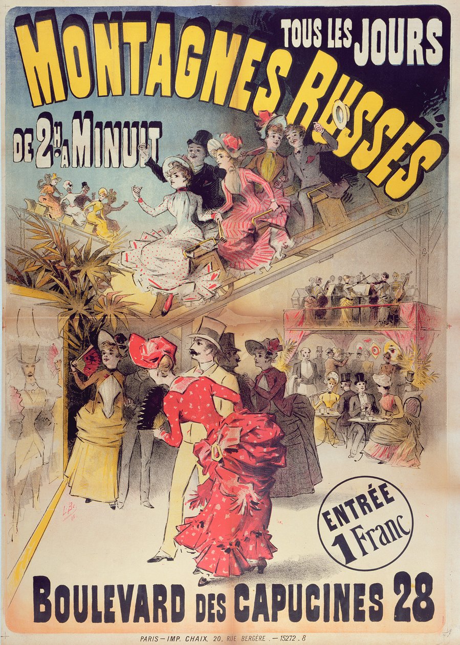 Cartaz, anunciando, a, montanha-russa, montanha-russa, boulevard, des, capucines, paris, 1888 de French School