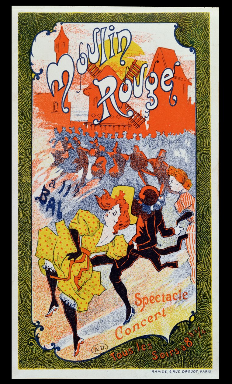 Cartaz publicitário do Moulin Rouge, c.1890-1900 de French School