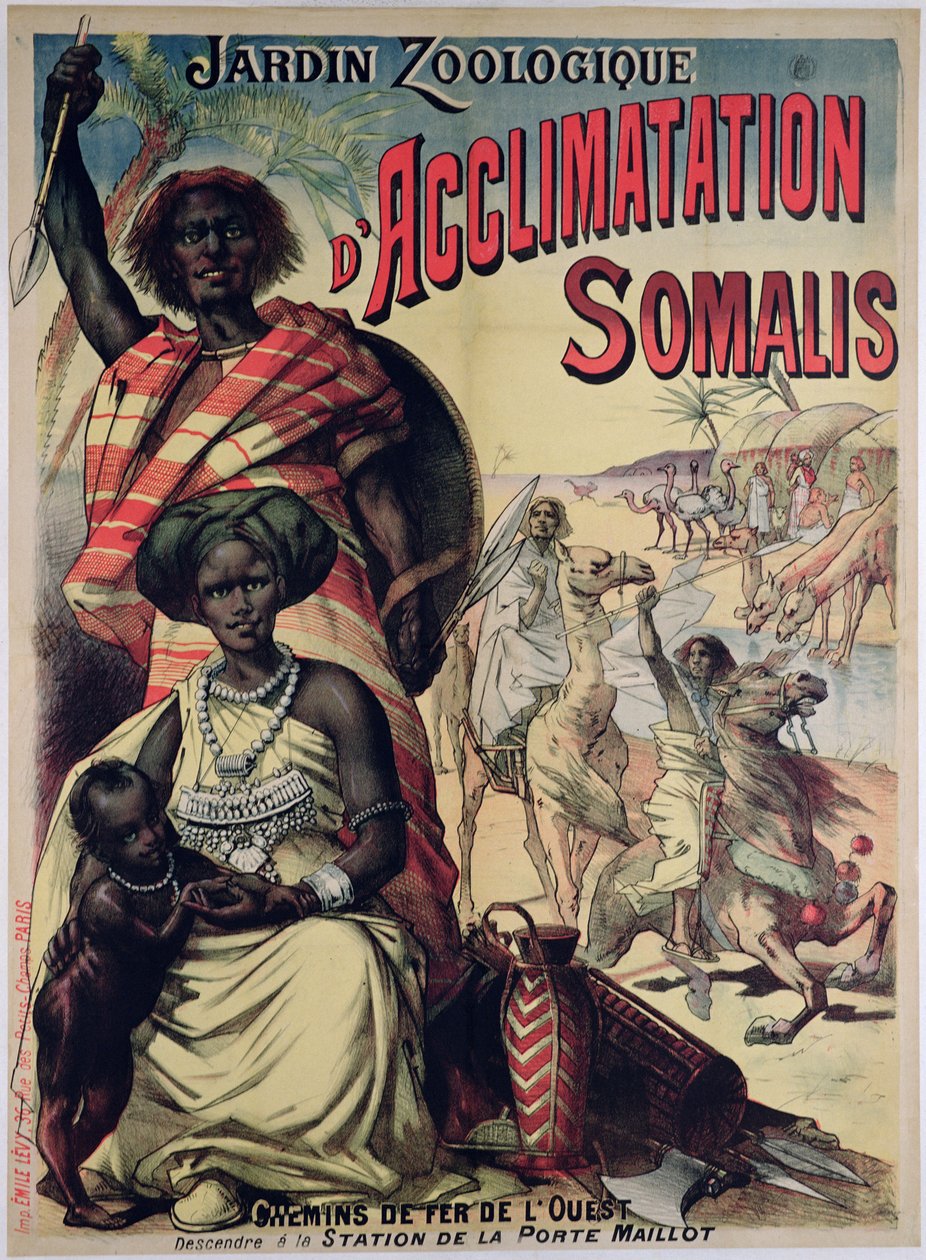 Cartaz publicitário do parque da Somália no Jardin Zoologique, Paris de French School