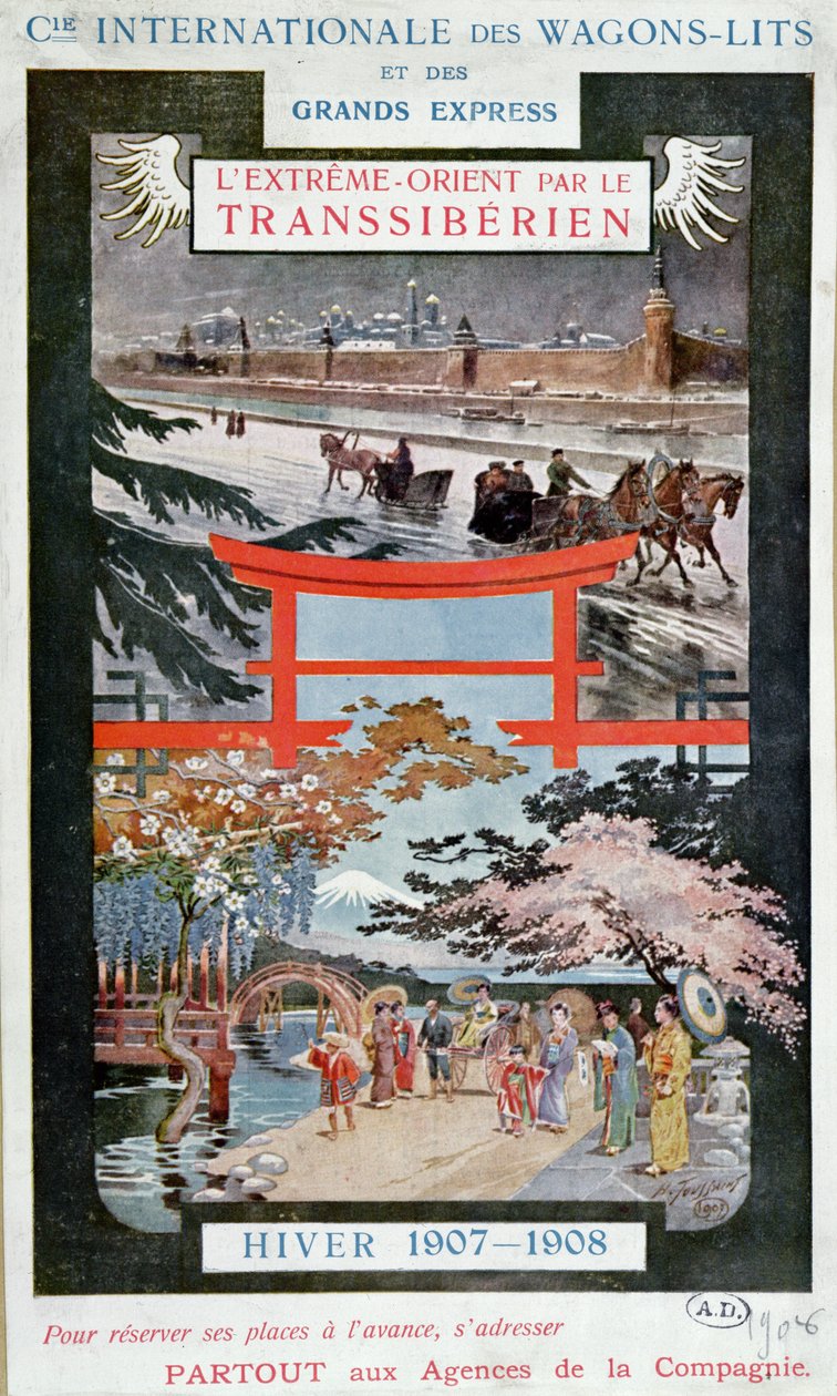 Cartaz publicitário da Ferrovia Transiberiana, inverno 1907-8 de French School