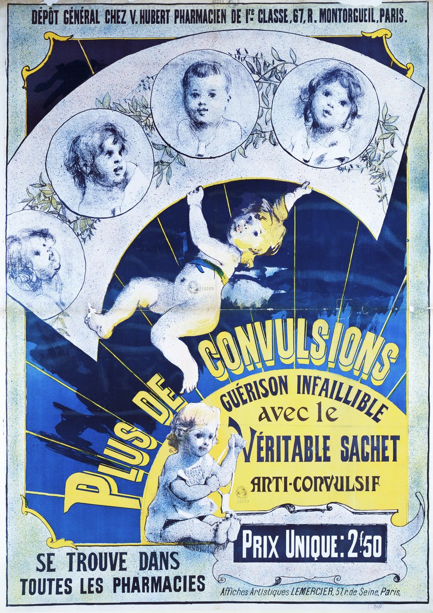 Cartaz publicitário das Sachets Anti-Convulsif de French School