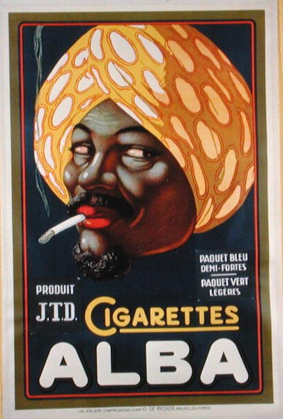 Cartaz publicitário da marca de cigarros, Alba (cor litho) de French School