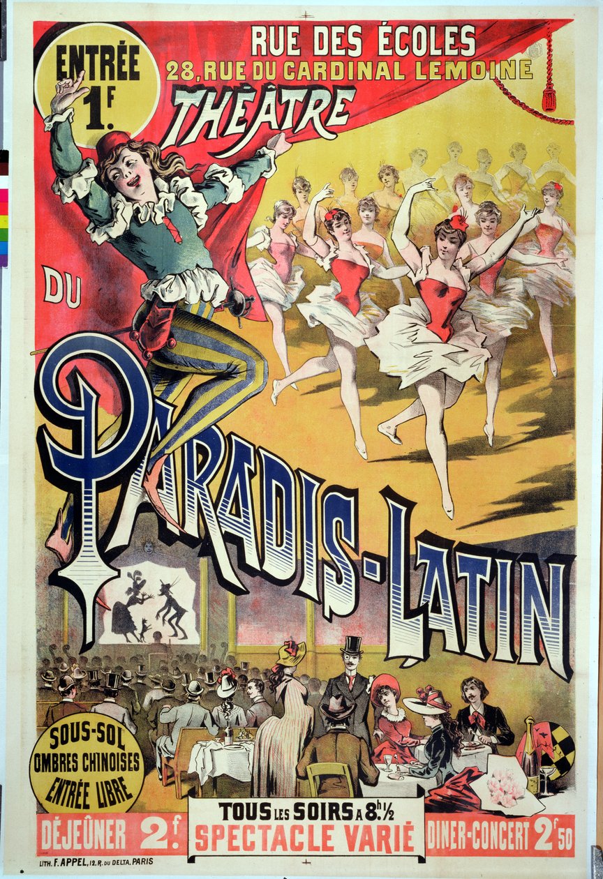Cartaz para o teatro du Paradis Latin, c.1880-90 de French School