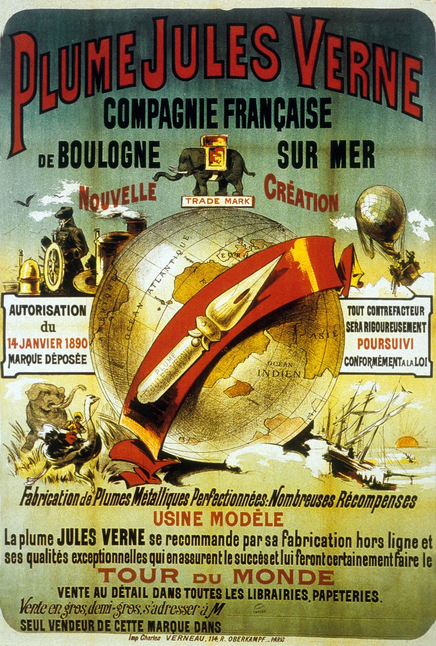 Cartaz para promover PLume de Jules Verne (cartaz) de French School