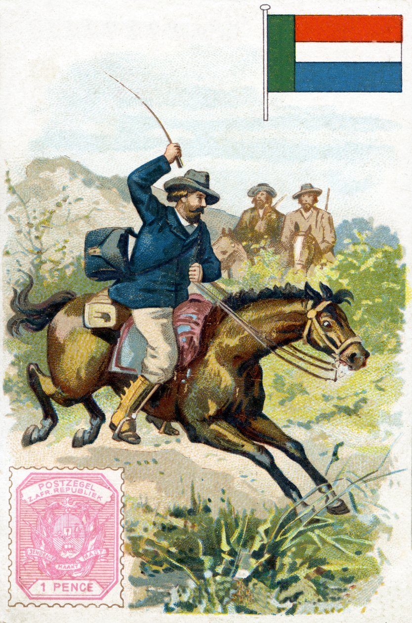 Carteiro entrega o correio no Transvaal, final do século XIX de French School