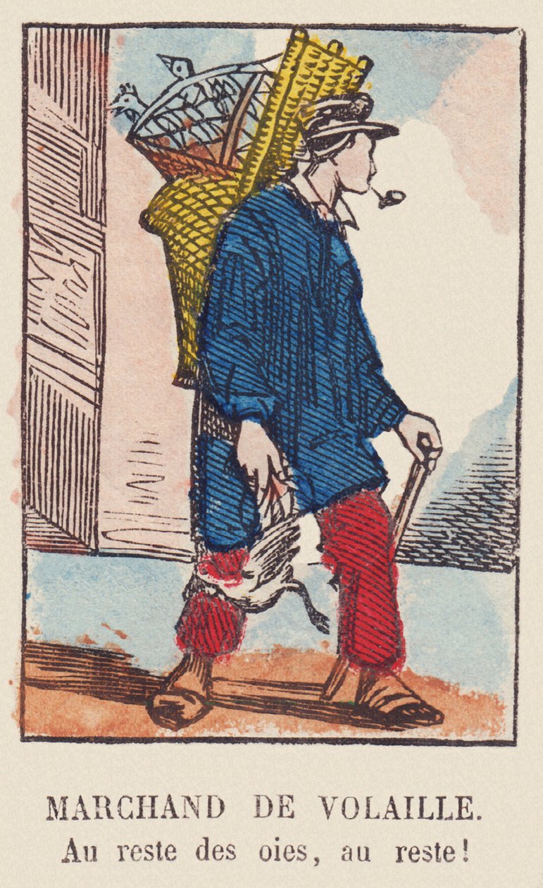 Comerciante de aves de capoeira. Para o resto dos gansos, para o resto! , cerca de 1819 (gravura) de French School