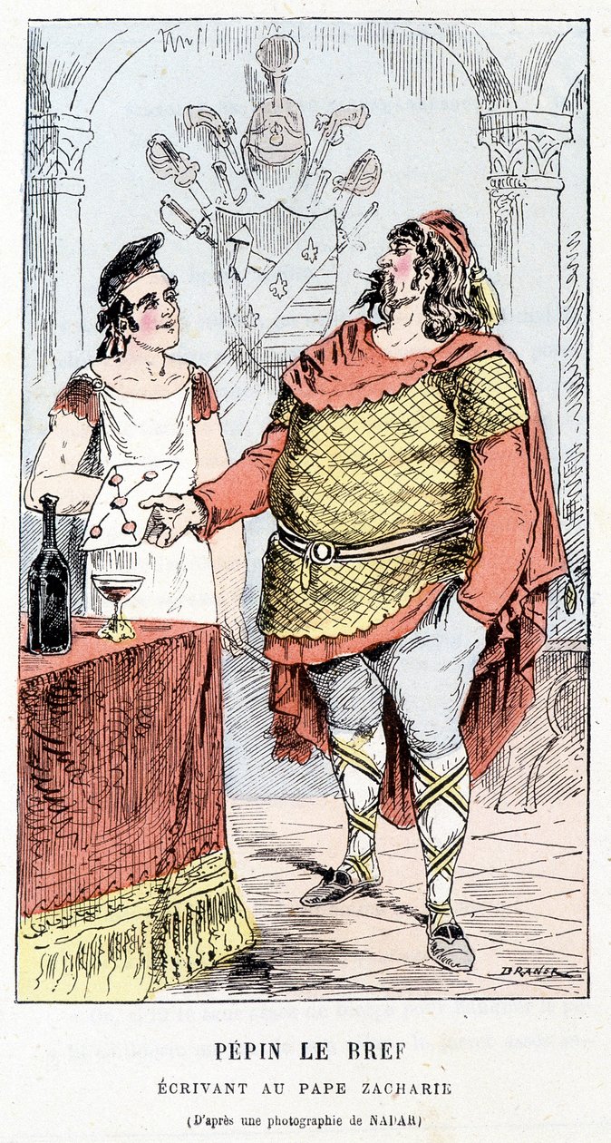 Pepin, o Breve Escrito ao Papa Zachariah - em "Histoire de France Tintamarresque" por Touchatout de French School