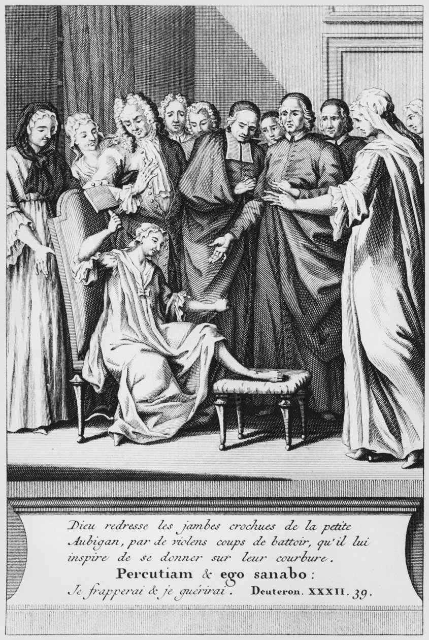 Prática de assistência e cura milagrosa de Aubigan, ilustração de La verite des milagres de M. de Paris ... por Louis Basile Carré de Montgeron (1686-1754) 1737 de French School