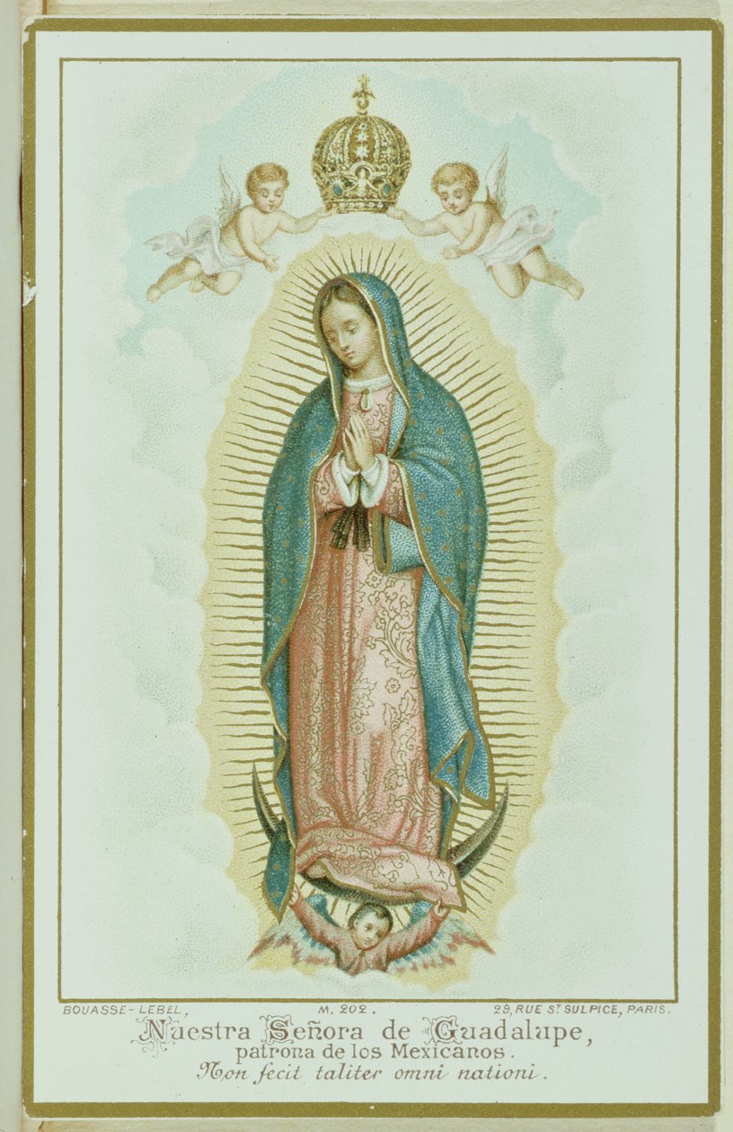 Cartão de oração representando Nossa Senhora de Guadalupe, c.1900 de French School