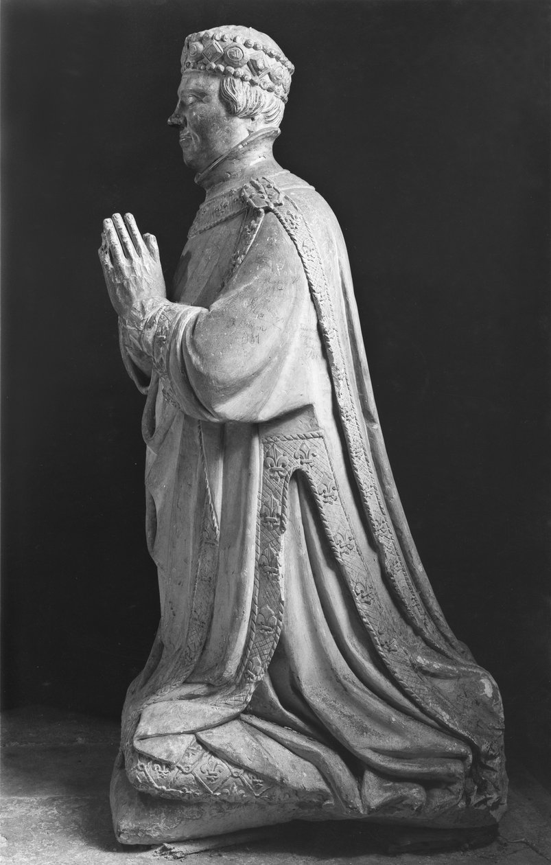 Orando ajoelhado figura de Duc Jean de Berry (1340-1416) Conde de Poitiers, do 15o ao 18o século de French School