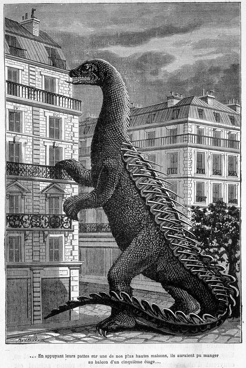 Animais pré-históricos: pressionando as suas patas numa das nossas casas mais altas, poderiam ter comido na varanda do 5º andar - capa do livro "Le monde avant la création de l