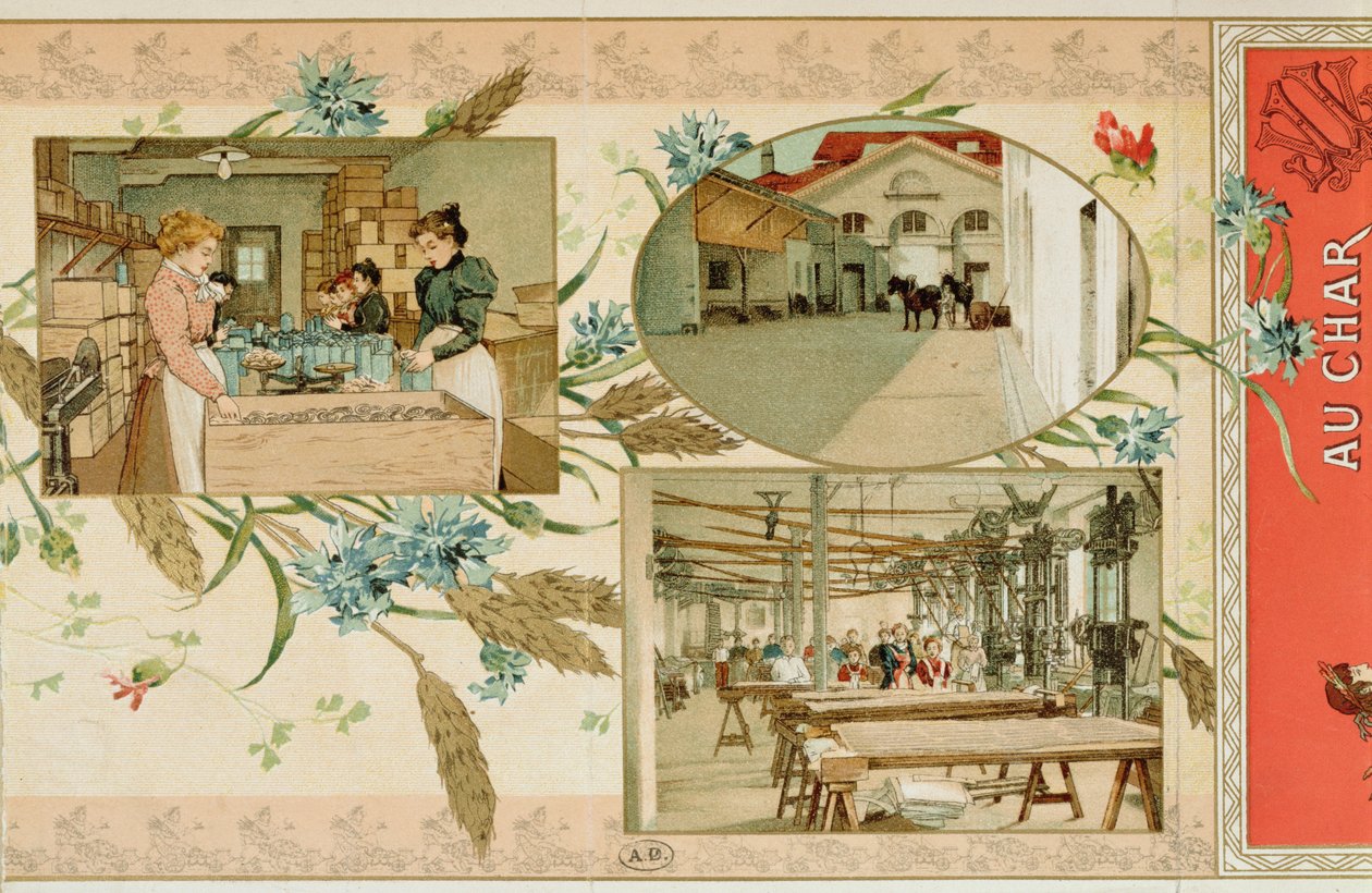 Preparação de massa em uma fábrica, c.1900 de French School