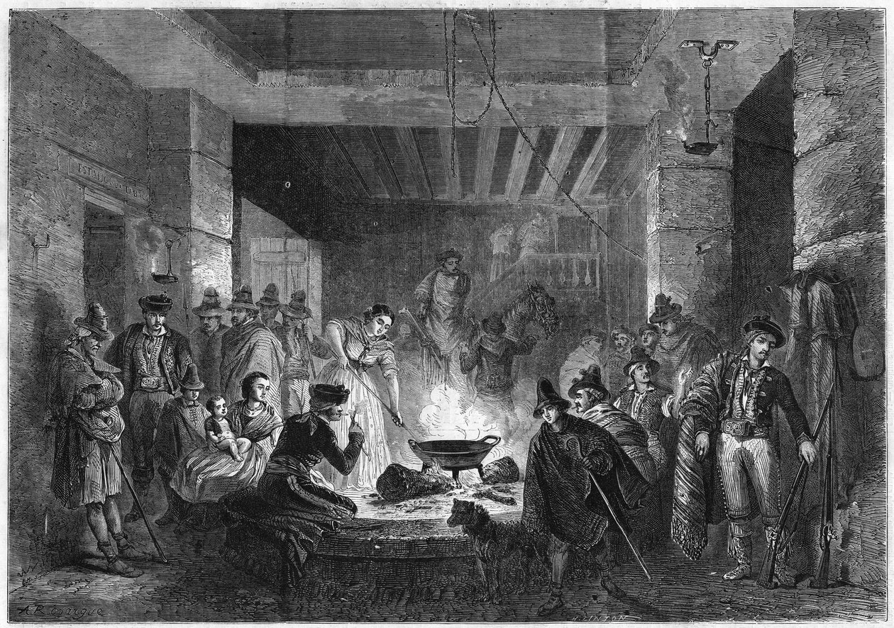 Preparação da refeição em uma posada (pousada) da Sierra Nevada, Espanha de French School