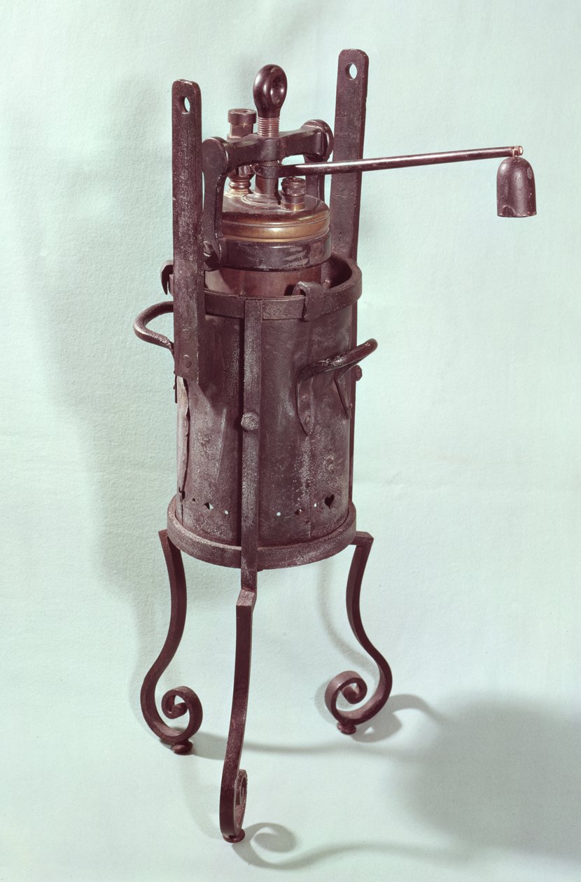 Panela de pressão inventada por Denis Papin (1647-c.1712) 1679 (ferro fundido) de French School
