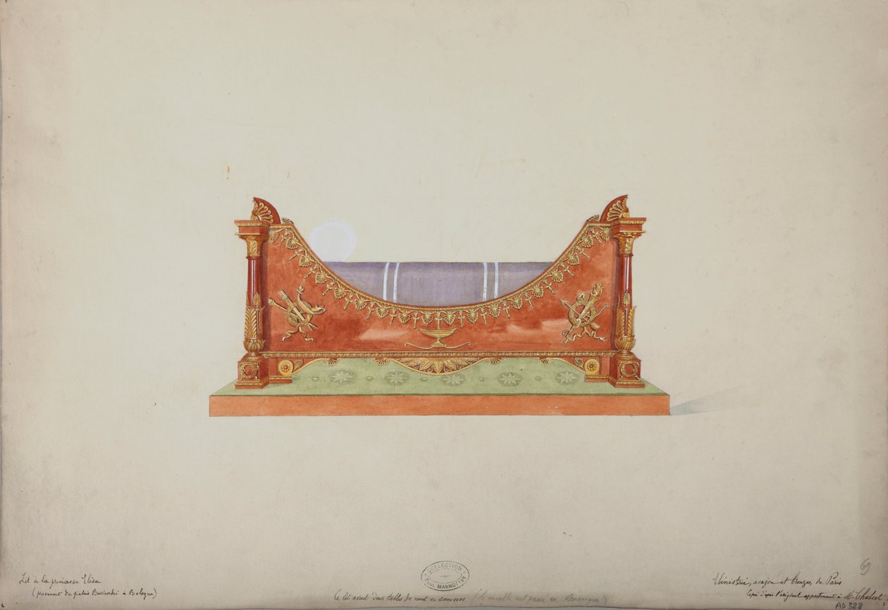 Princesa Elisa Bed do Palácio Baciocchi em Bolonha, c.1900-20 de French School