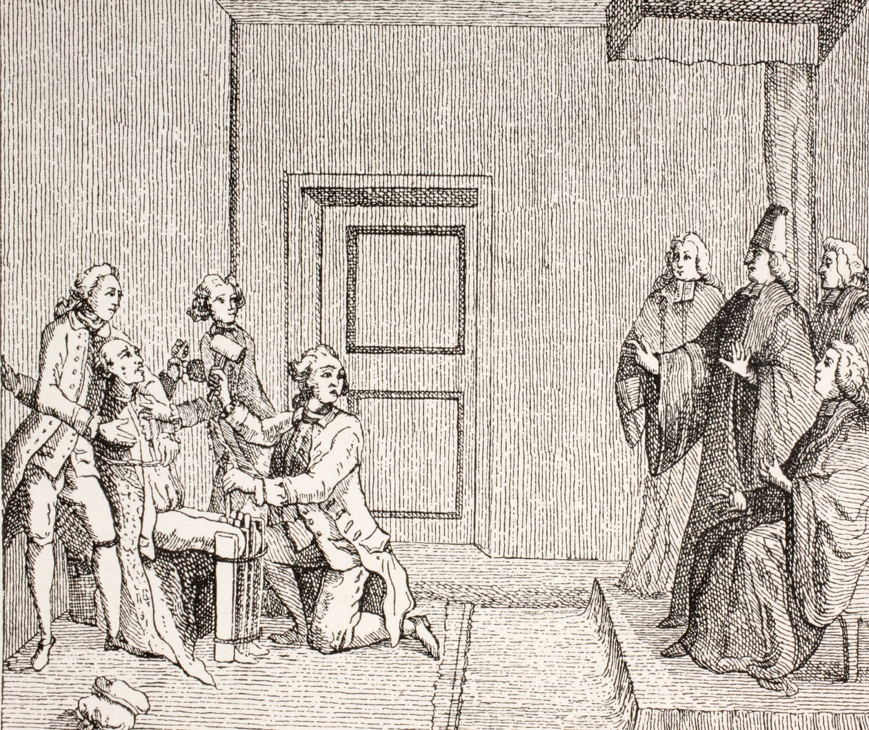Prisioneiro sofre tortura por Brodequin, 1875 de French School
