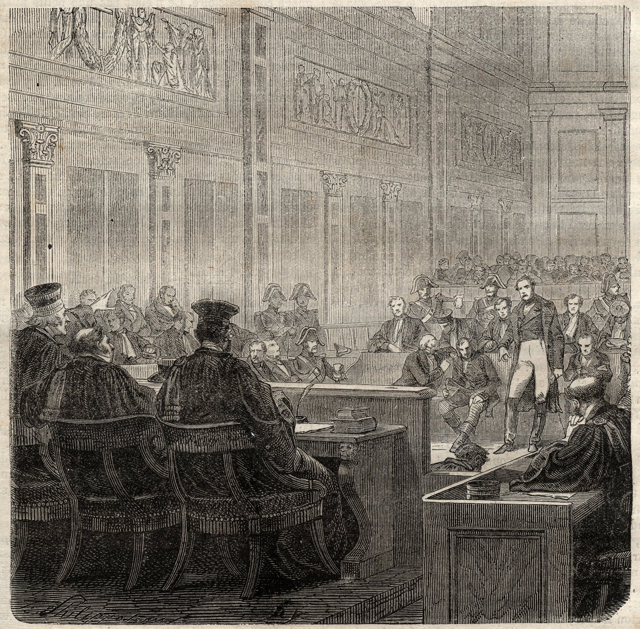 Procesos da Corte Real de Poitiers do General Jean Baptiste Breton (Jean-Baptiste) dit Berton (1769-1822) em 1822 - de French School