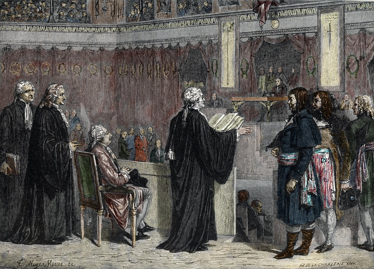 Proces de Louis XVI: comparecimento de Louis XVI antes dos depoimentos da Convenção Nacional (gravação a cores) de French School