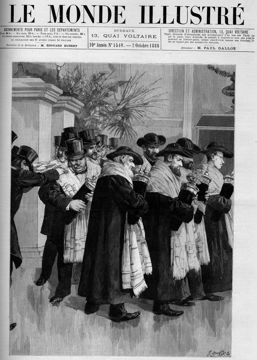 Procissão para a inauguração do novo templo israelita em Versalhes. Gravura em "O Mundo Ilustrado" 1886. de French School