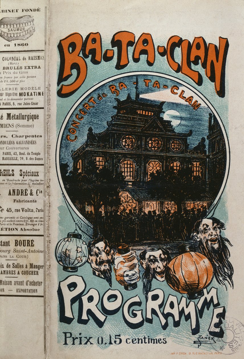 Programa para o concerto do café Ba-Ta-Clan, c.1905 de French School