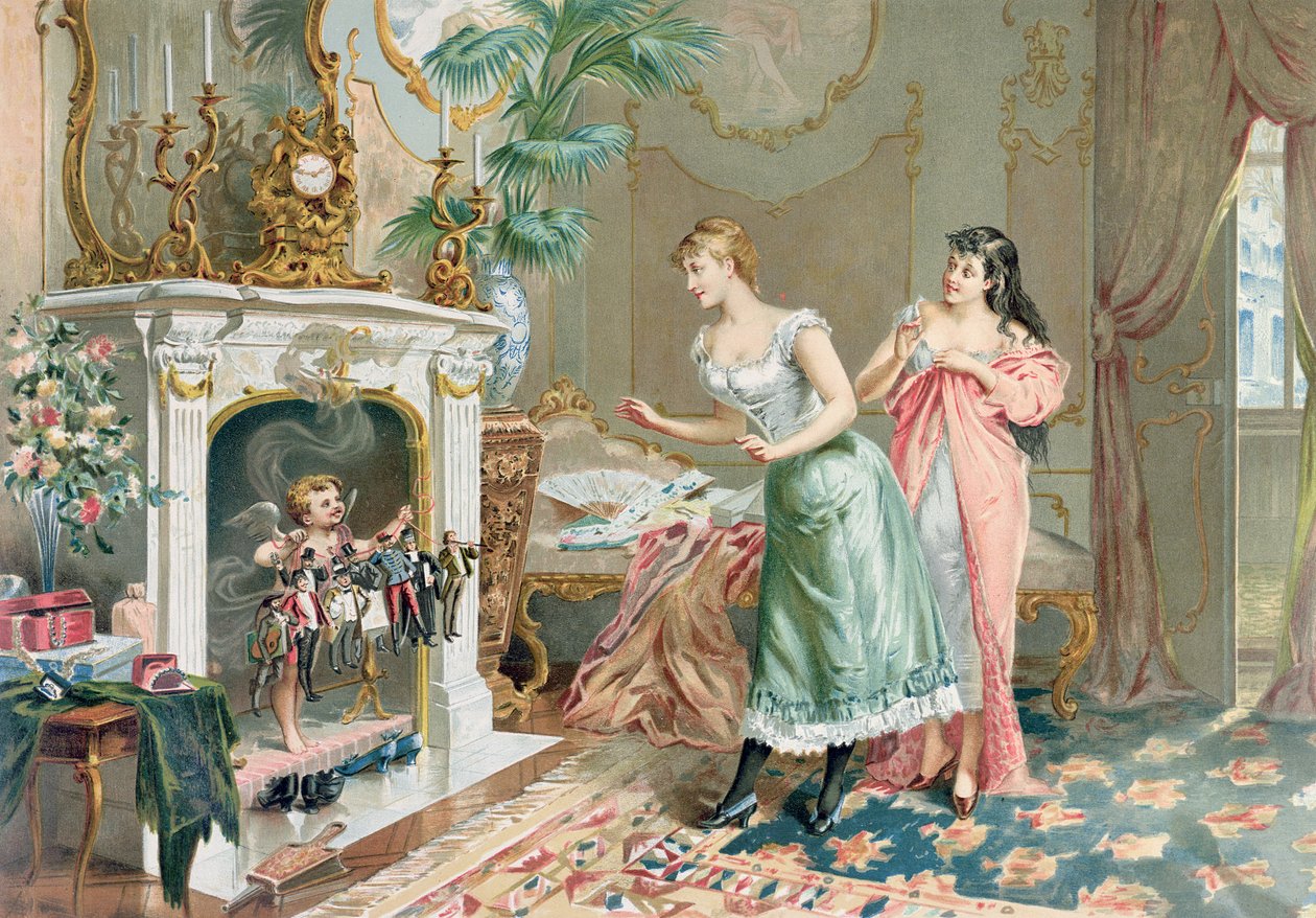 Prostitutas descobrindo seus presentes de Natal, 1893 de French School
