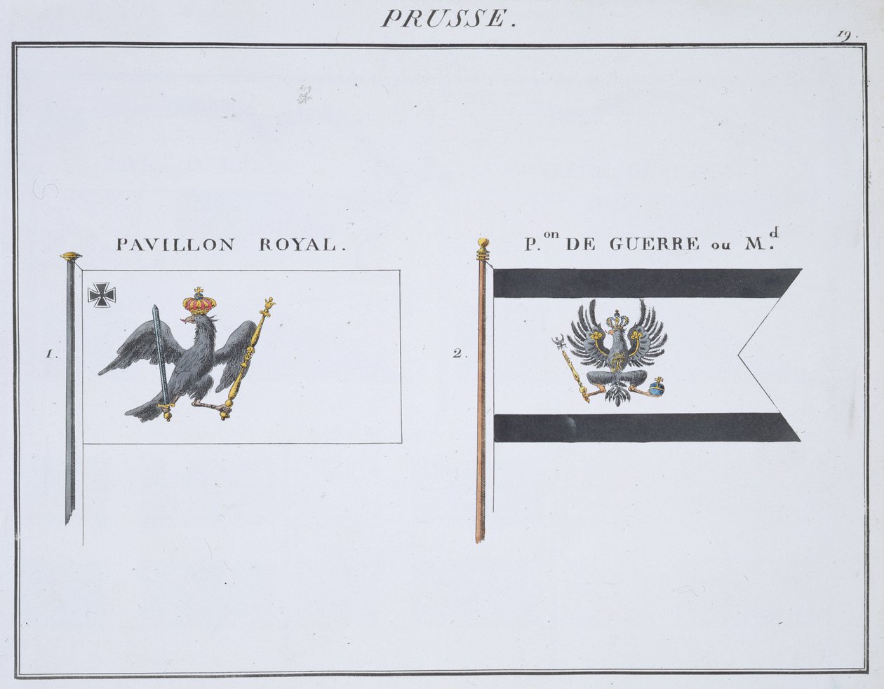 Bandeiras da Prússia, de um livro francês de bandeiras, c.1819 de French School