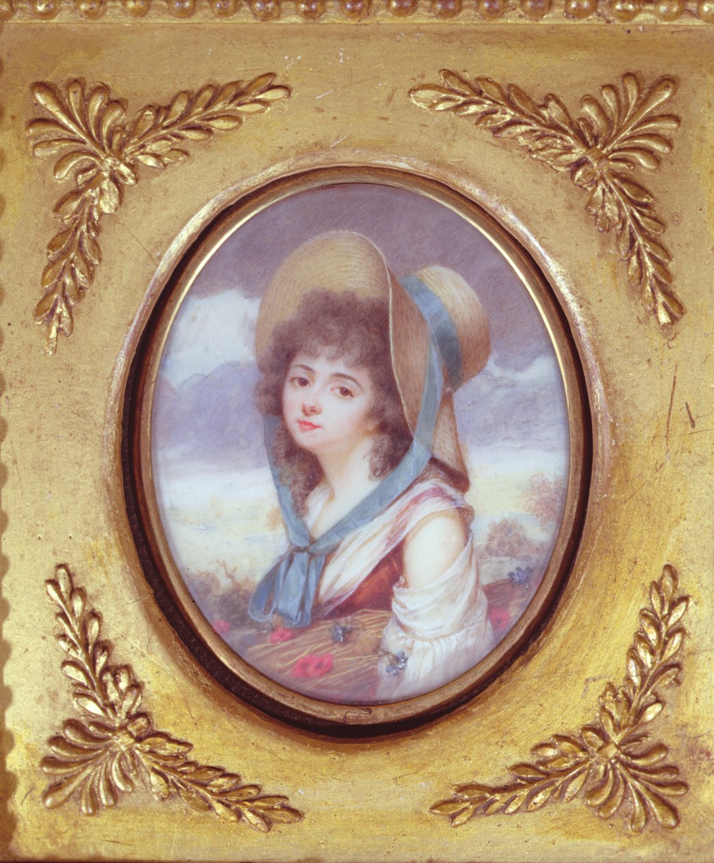 Pulcherie de Valence carregando um feixe de trigo com papoulas e cornflowers, c. 1783 (wc) de French School