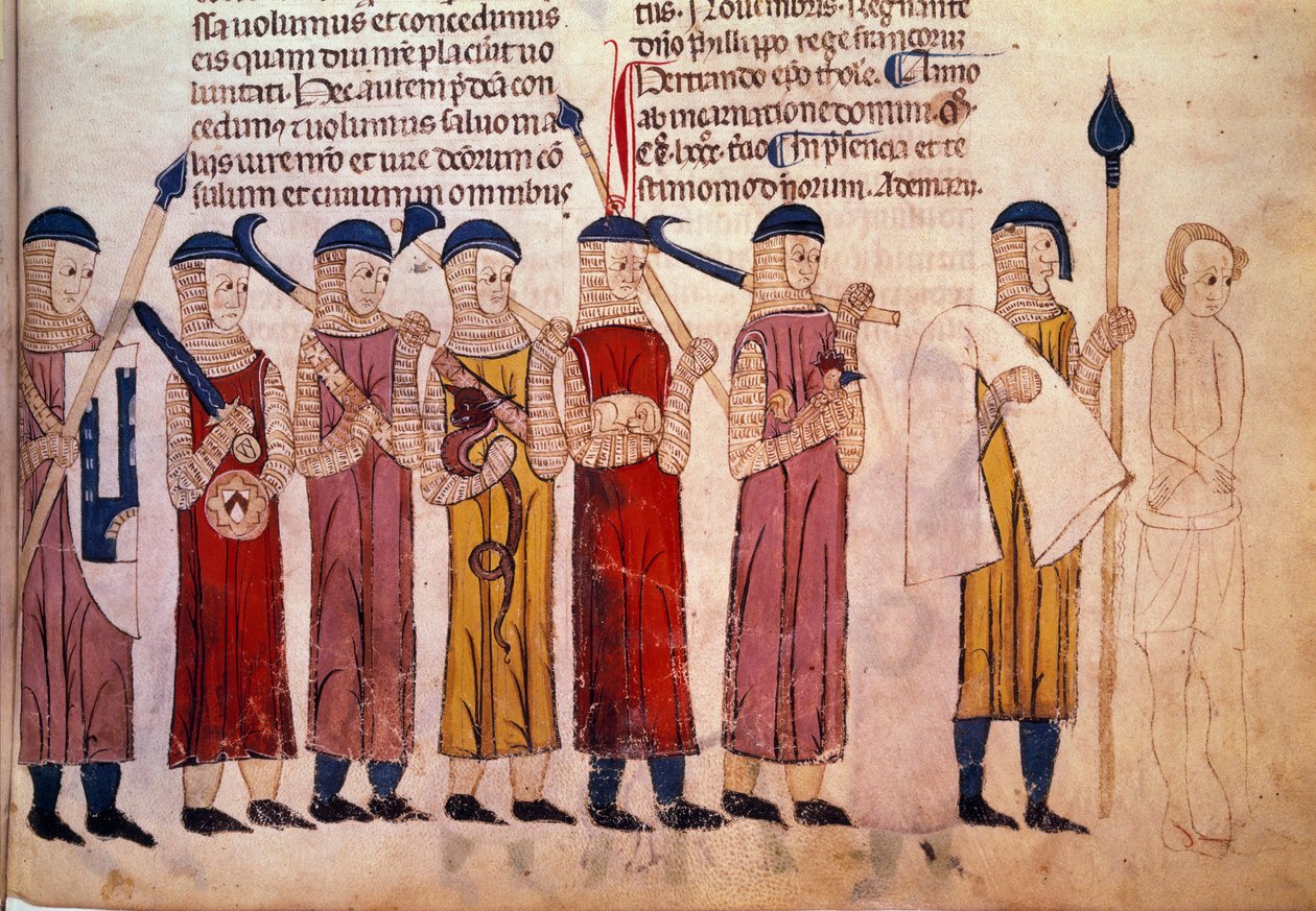 Punição dos culpados. Miniatura do manuscrito "Costumes de Toulouse". de French School