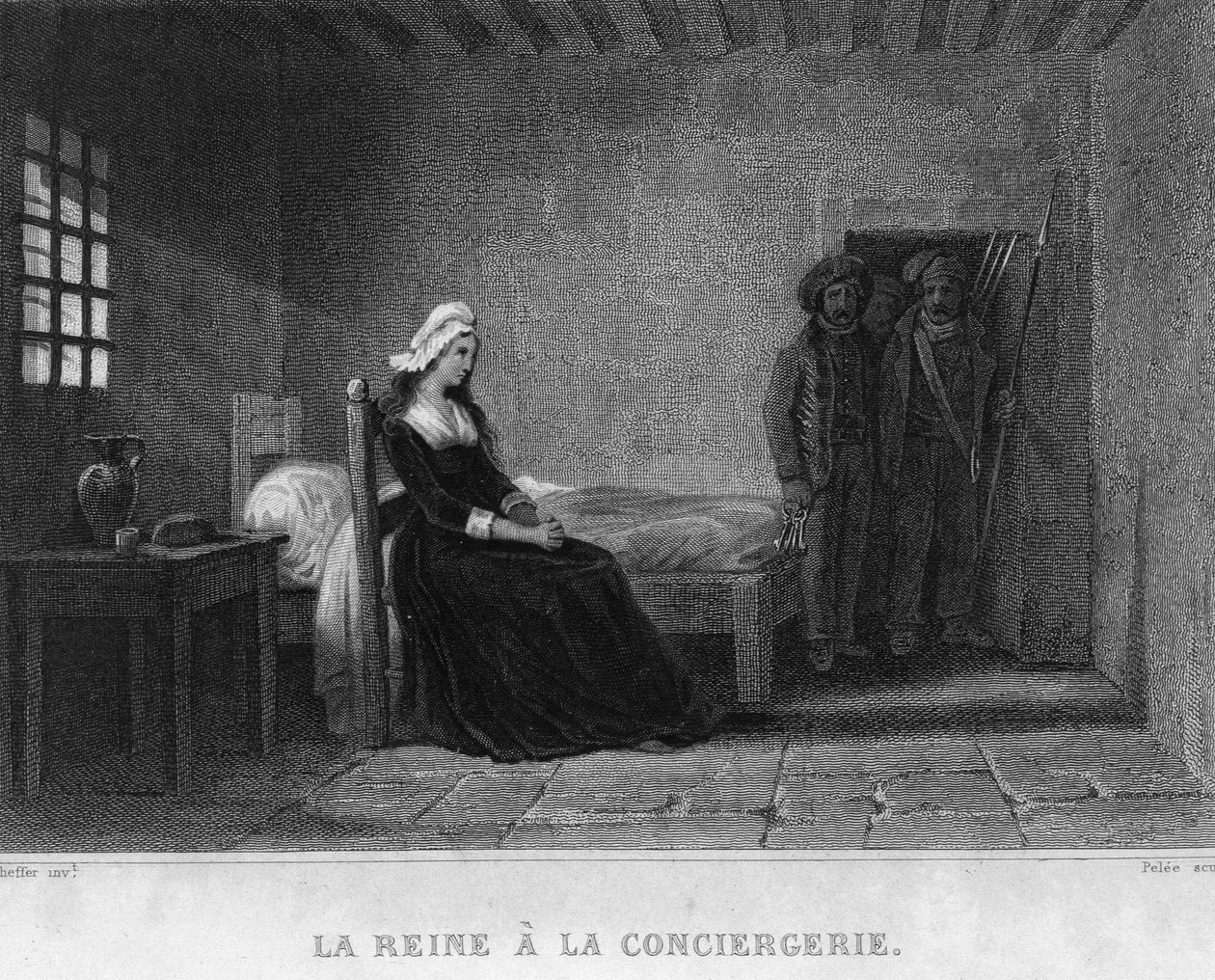 Rainha Maria Antonieta no Presídio de Concierge - em "Revolução Francesa" de Thiers. Século XIX de French School