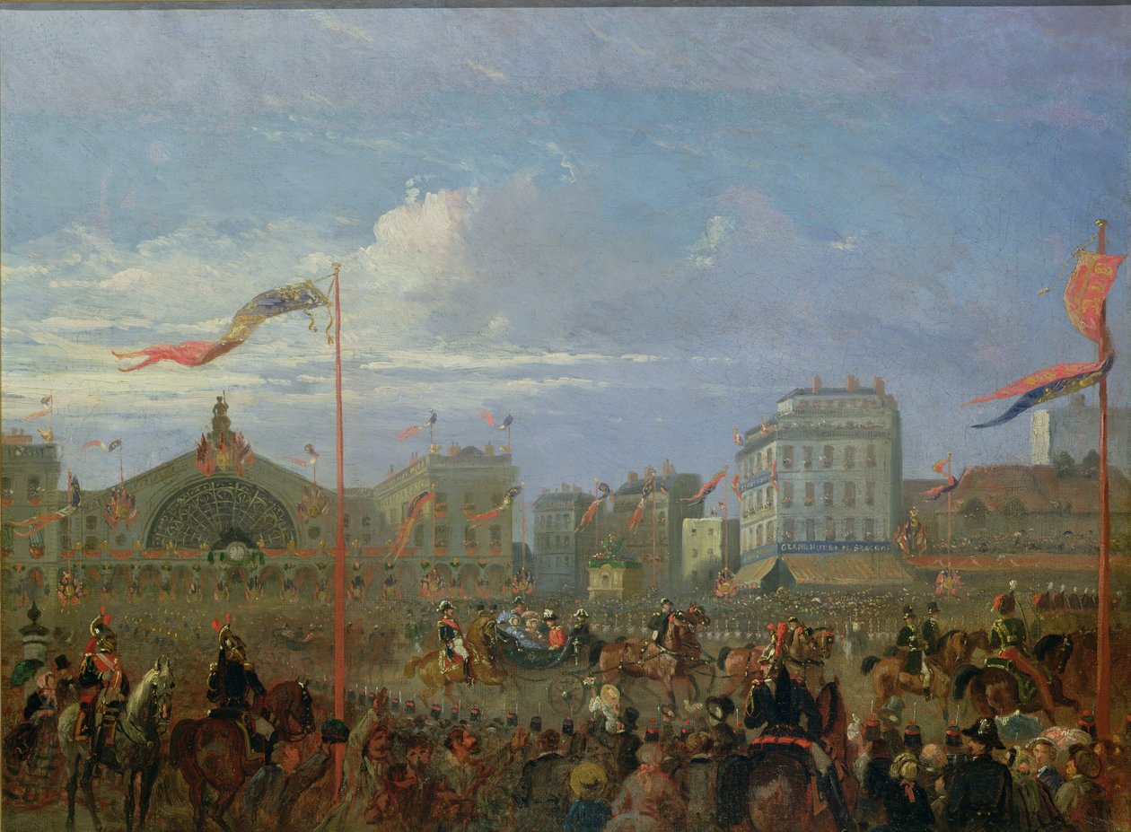 Rainha Vitória (1819-1901) Chegando à Gare de l&39;Est, 18 de agosto de 1855 de French School