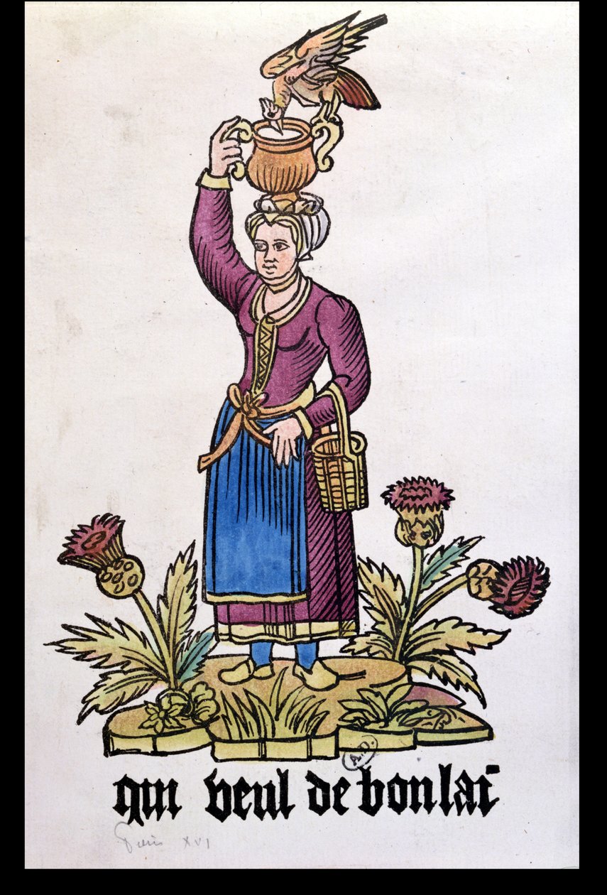 Quem quer bom leite, leiteira da série O Cree de Paris, cópia de uma edição de 1515 de French School
