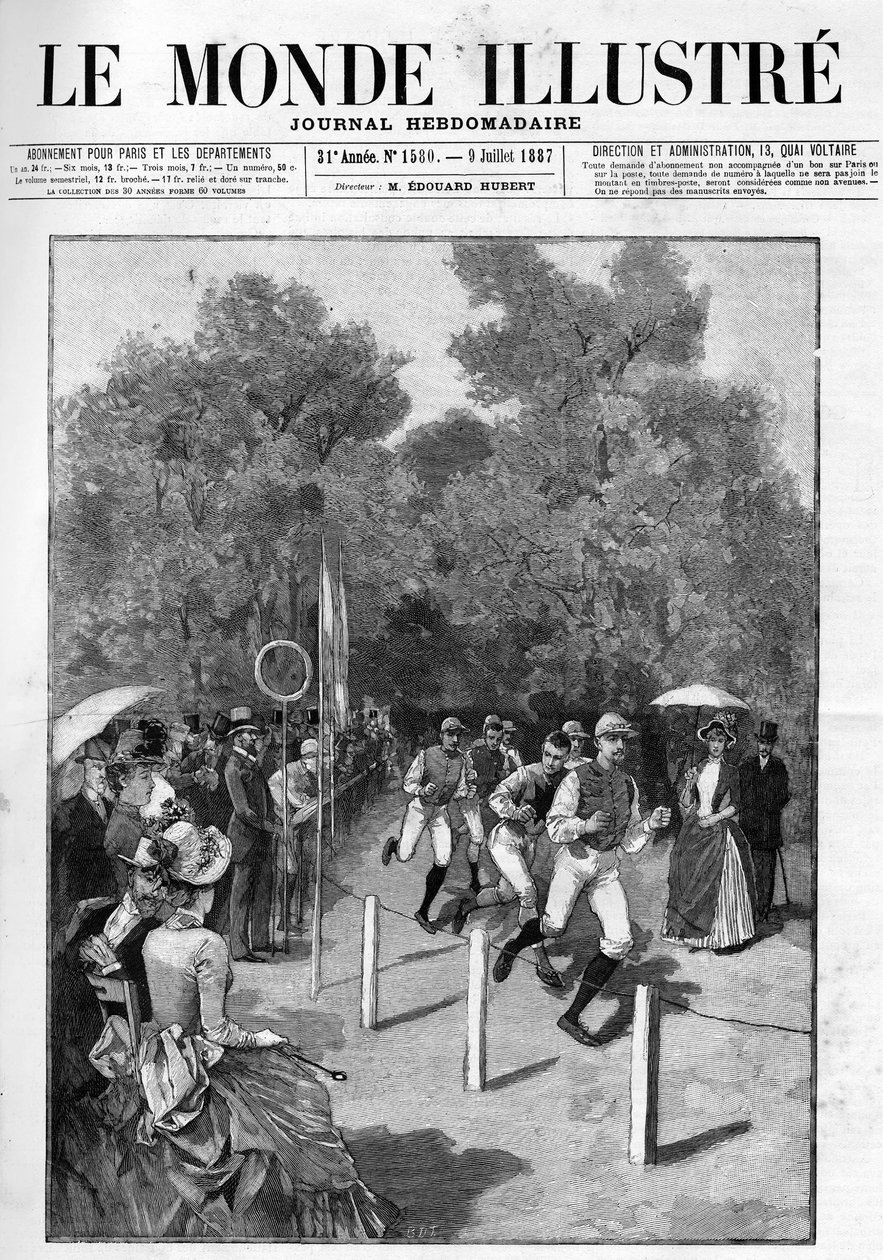 Corrida do Racing Club no Bois de Boulogne, em 1887. de French School