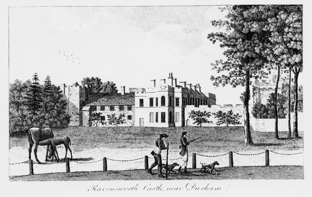 Castelo de Ravensworth perto de Durham, século XIX de French School