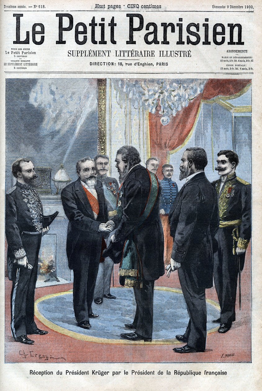 Recepção do Presidente Paul Kruger (1825-1904), Presidente da República Transvaal pelo Presidente da República Francesa Emile Loubet no Palais de L