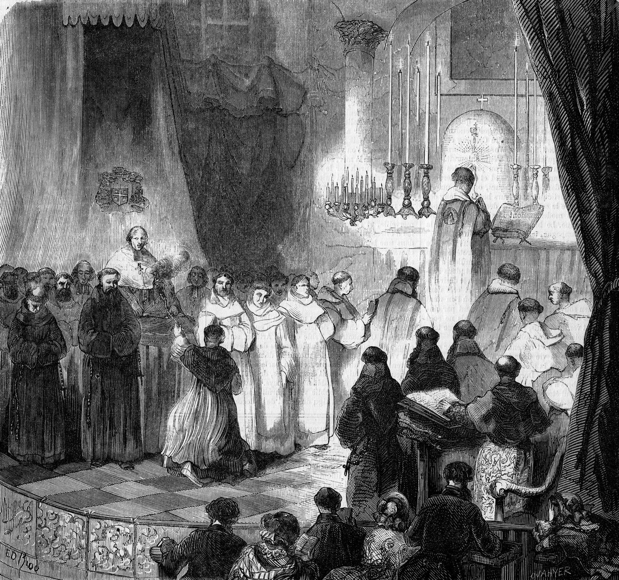 Cerimônia Religiosa: festa de São Domingos (8 de agosto) celebrada dentro da antiga igreja dos Carmes em Paris de French School