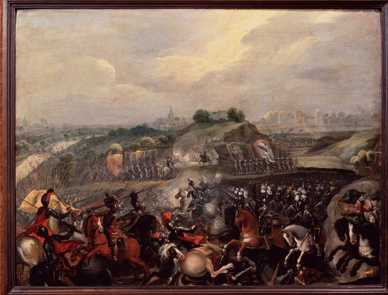 Guerras Religiosas: Rei Henrique IV tem a Batalha de Ivry em 14/03/1590 (pintura) de French School